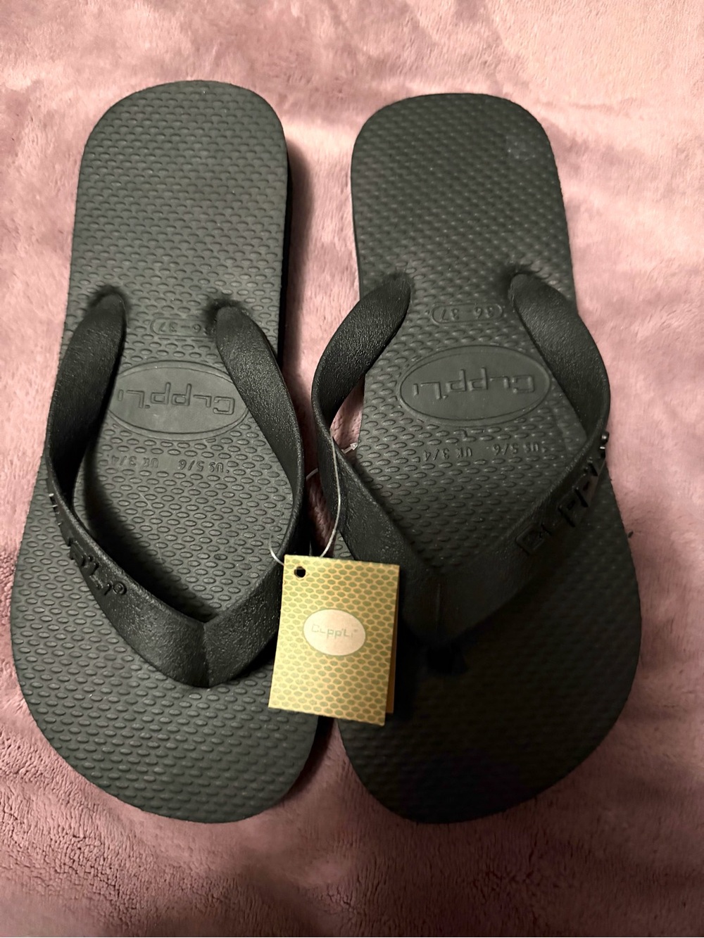 Clpp'li Black Rubber Flip Flop Sandals